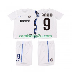Camisolas de futebol Inter de Milão Ronaldo 9 2010 2011 Retro Criança Equipamento Alternativa Manga Curta